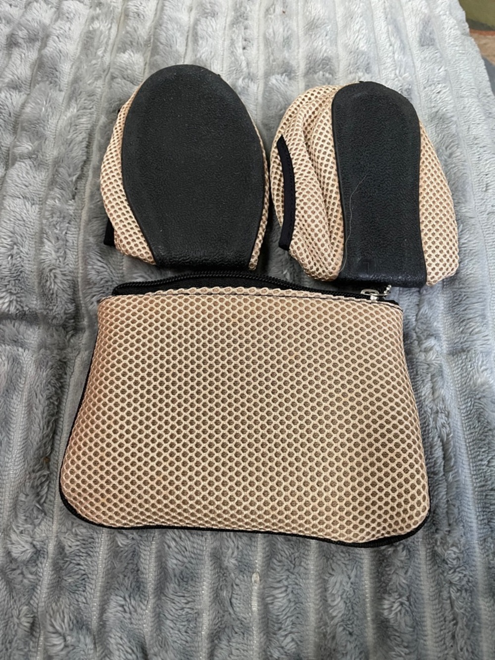 Foldable Beige Ballet Flats with Carry Pouch